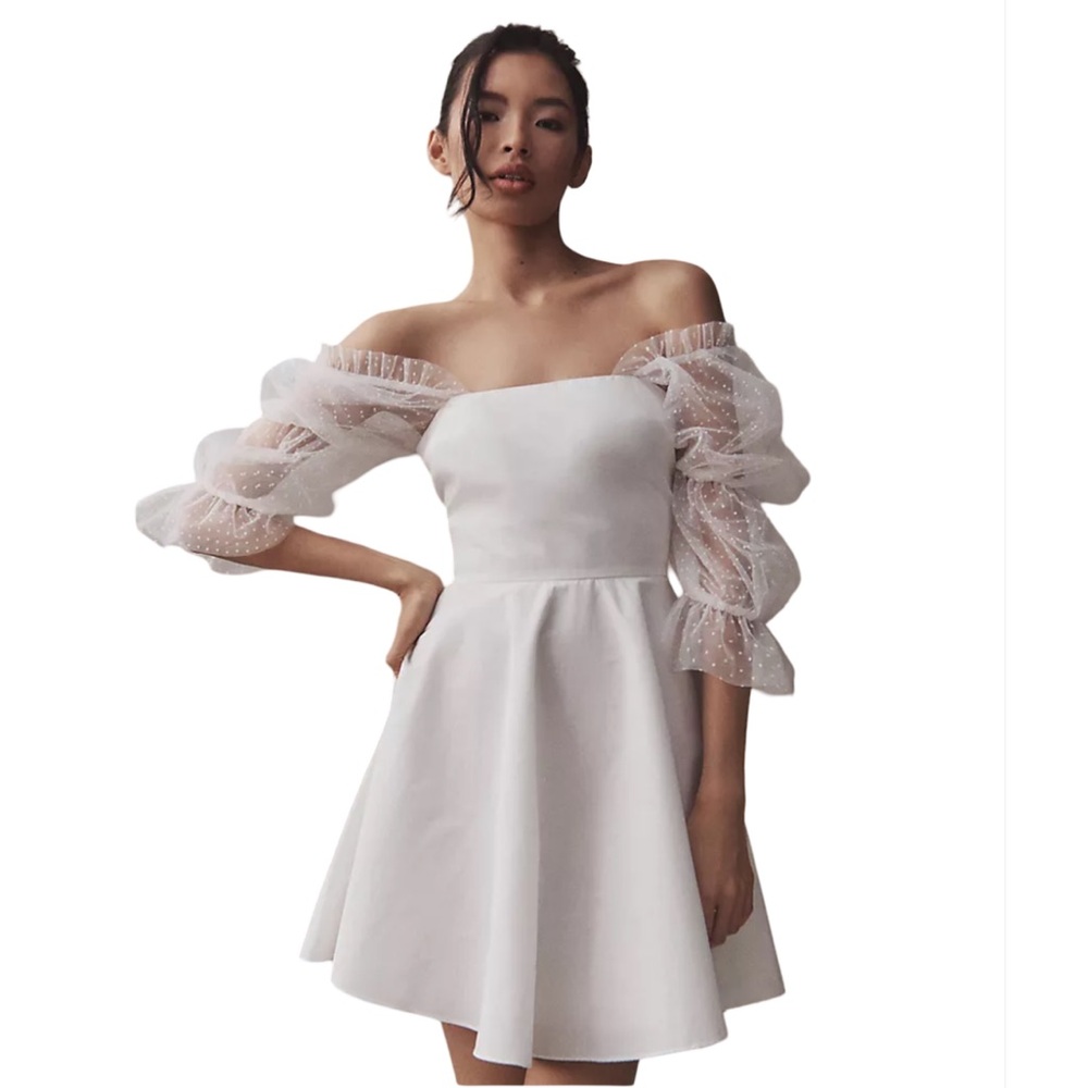 Amanda Uprichard Lalita Organza Puff-Sleeve Mini Dress - Picture 2 of 10
